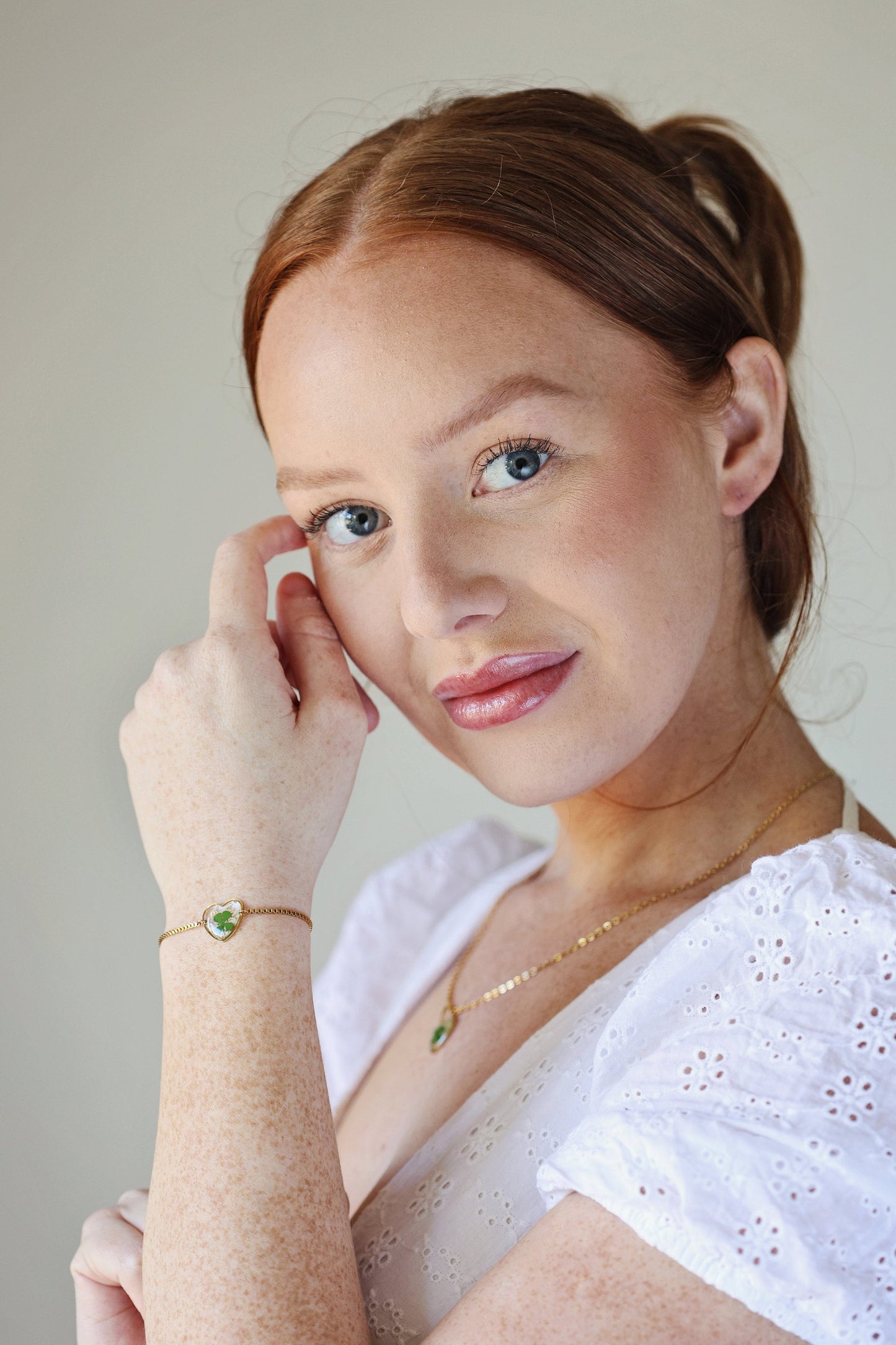 4 clover leaf bracelet | necklace dried and pressed botanic flower jewelry on resin pendant
