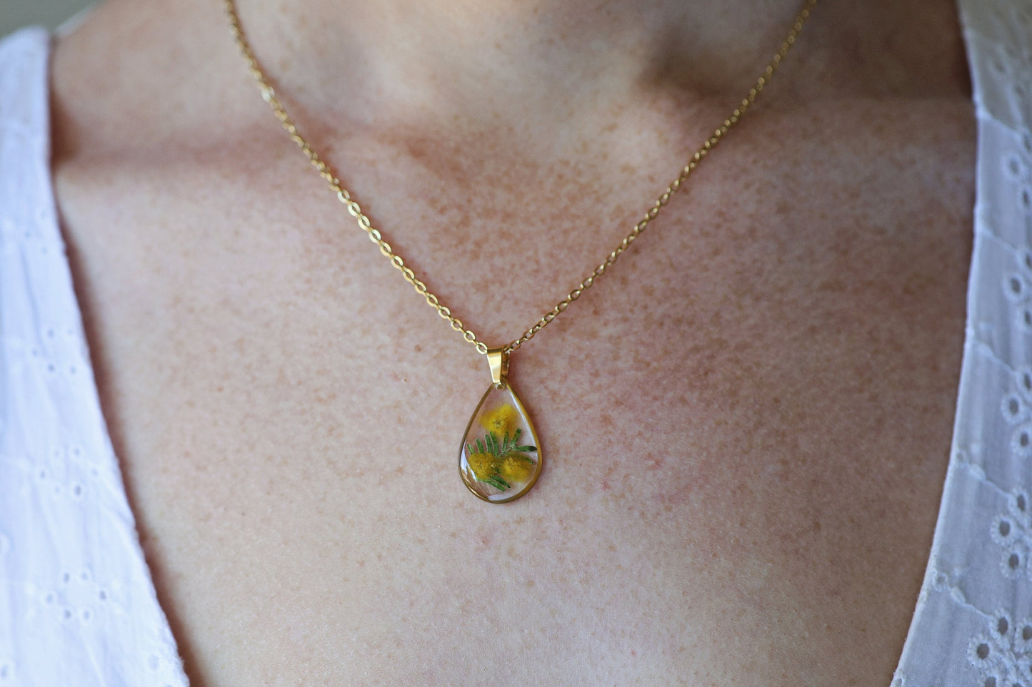 Dried Golden Wattle earrings / Necklace