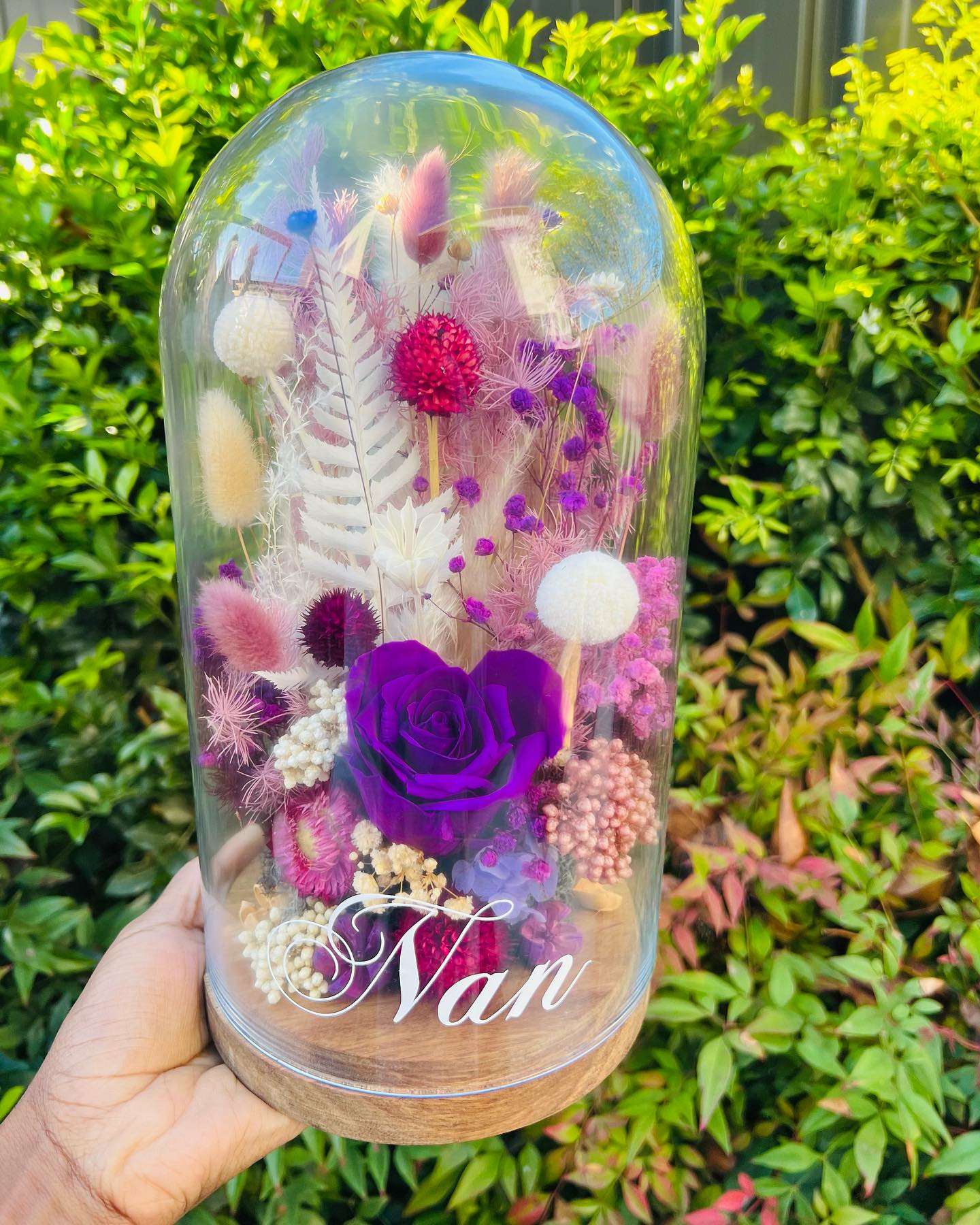Neemaflowers large Purple Glass dome